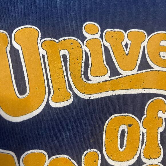 University of Notre Dame Navy Oversized Long Sleeve Bleach Dye Crop Top Medium - Picture 7 of 13